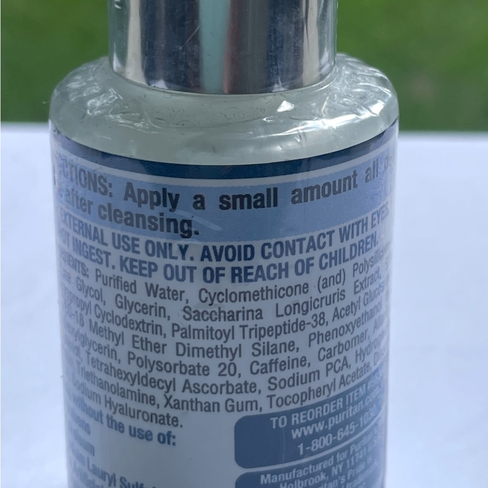 Puritan's Pride Hyaluronic Acid Facial Serum 1 oz Sealed 01/2026 Paraben Free - Picture 2 of 4